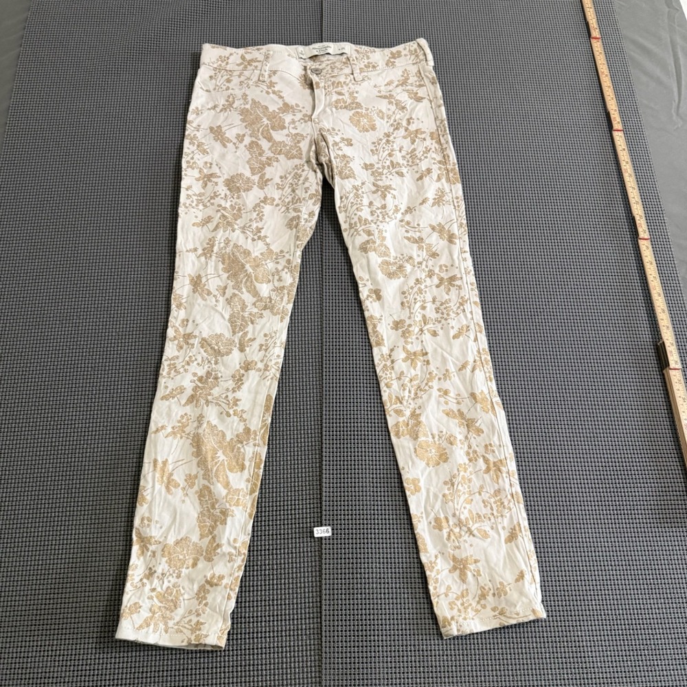 Abercrombie & Fitch Women Gold Floral Skinny Pants Size 0 W25
